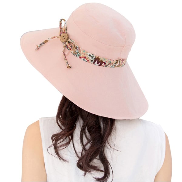 Solhattar för kvinnor, härlig sommar dam solhatt floppy, packbar, uv-skydd rosa