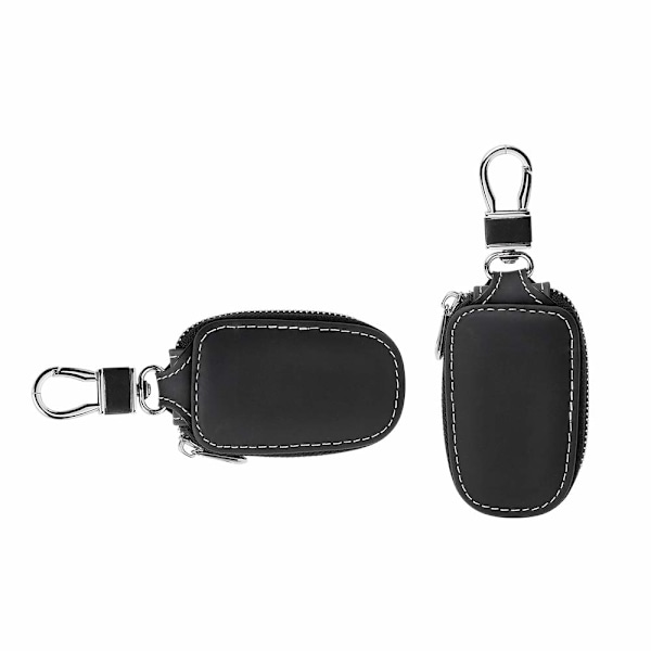 Bilnyckel fodral, smart nyckelhållare skydd PU läder bilnyckel kedja väska bil smart nyckelkedja mynthållare auto fjärrkontroll nyckelring plånbok (svart) Black