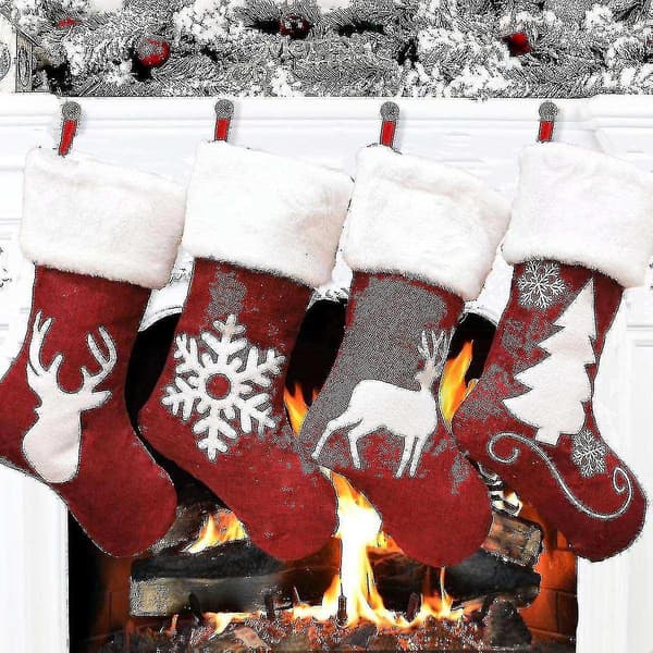 Julstrumpor Presentpåse Kenaf Älg Broderi Julstrumpor Julklapp Julhänge