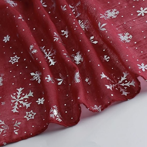 Kvinnors Broderad Chiffonsjal Wrap Sjal Lätt Sjal Mode Sommar Höst Sjal, Vinröd
