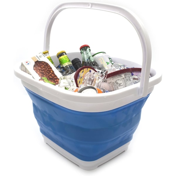 11L (2,9 gallon) hopfällbar rektangulär hink (1, blå)