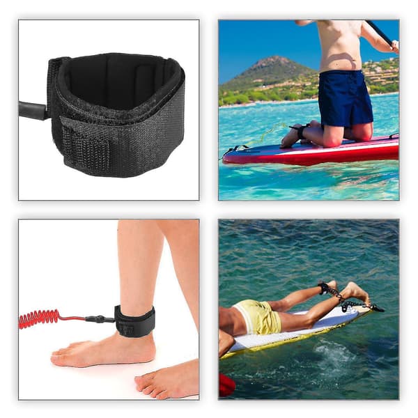 4ft Surfbræt Ankel Leash - Elastisk Spiralformet Stand Up Paddle Board Benreb, Surfing SUP Leash, Surf Sup Ankel Leash