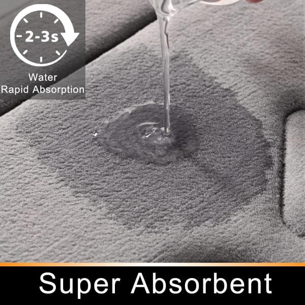 Minneskum Badmatte, Badmatter, Sklisikre Gulvtepper, Superabsorberende Badmatte, Hurtigtørkende, Maskinvaskbar Baderomsmatte grey 40*60cm