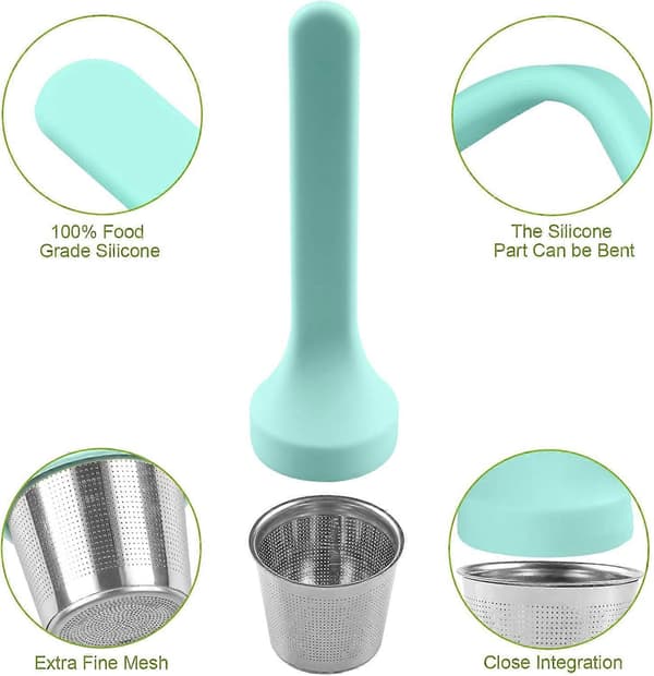5 stk. te-infuser, ekstra finmasket tekoppfilter med silikonhåndtak