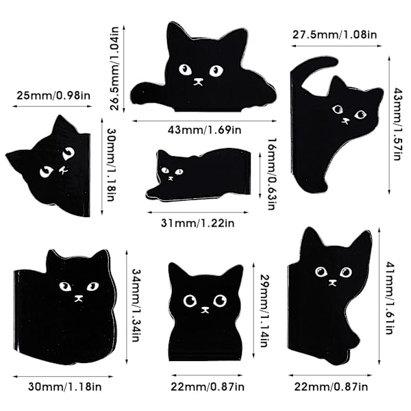 Magneettiset kirjanmerkit, 7 kappaletta lajiteltuja söpöjä kirjanmerkkien pidikesarja Kawaii-kissan magneettisivumerkit 2