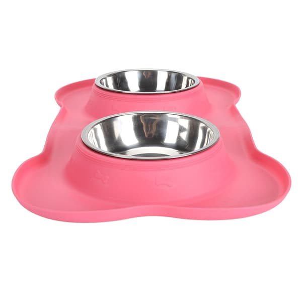 Husdjursmatskålar, Dubbla husdjurskålar (Rosa)