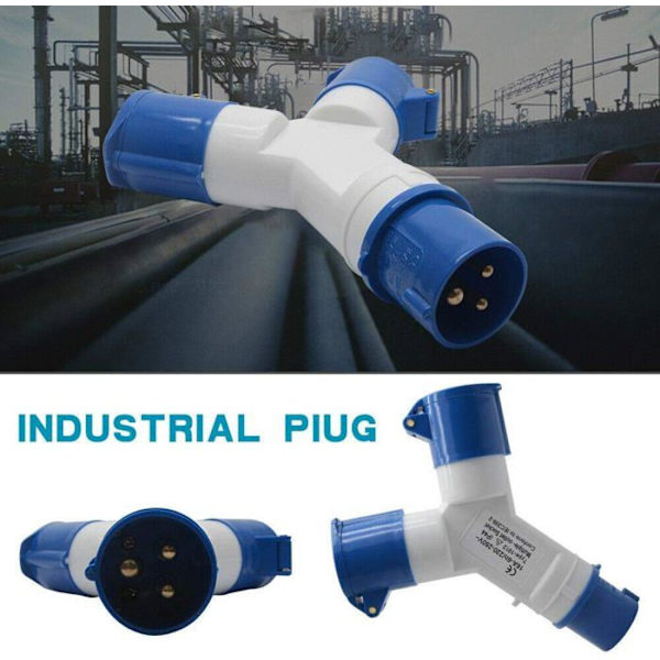 2-Pistorasia-adapterin kansi 16A 220V IP44 Jatkojohto asuntovaunuihin, matkailuautoihin ja rakennustyömaille PZCC