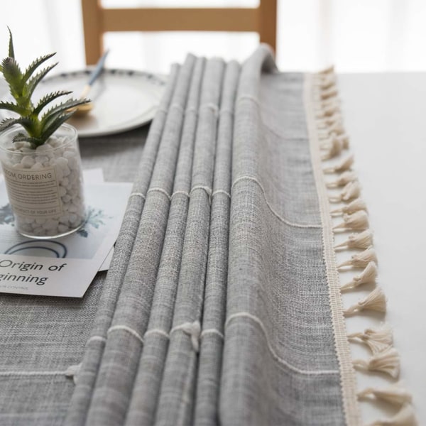 Simple Modern Stripes dug kvast dug bomuld linned Elegant dug vaskbart borddæksel (grå striber, rektangulær/ovale, 140x180 cm) 55×170inch