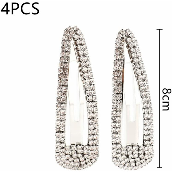4 kpl Rhinestone-hiusnepsut silver