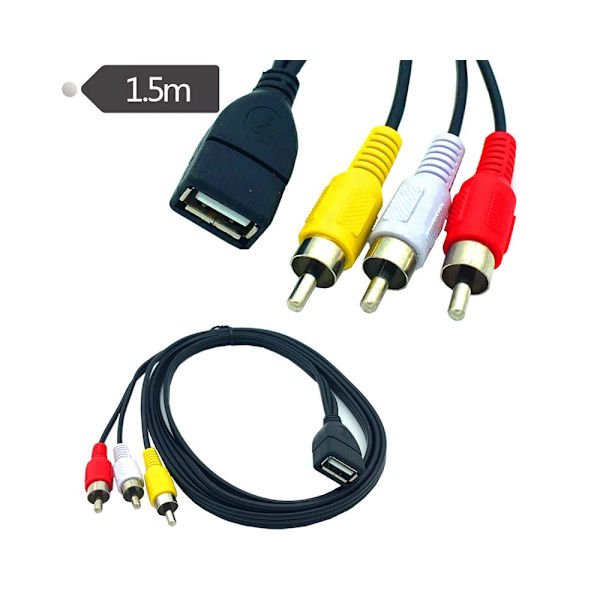 1 st 5 fot/1,5 m USB 2.0 hona till 3 RCA hane Video A/V Praktisk för videokameraadapter Lämplig för AV-utrustning