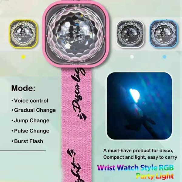 Diskoteklys, Stjerneprojektorlys, Festkuglelys, Diskotek-ur til børn, Mini LED-nattelys med farveskift (pink)