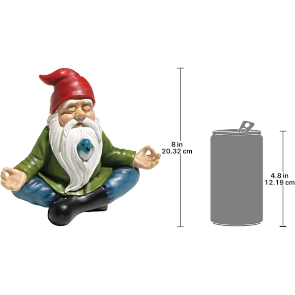 Zen Hage Gnome Innendørs/Utendørs Statue Hagepynt, 9 Tommer Bred, 5 Tommer Dyp, 8 Tommer Høy, Full Farge Finish