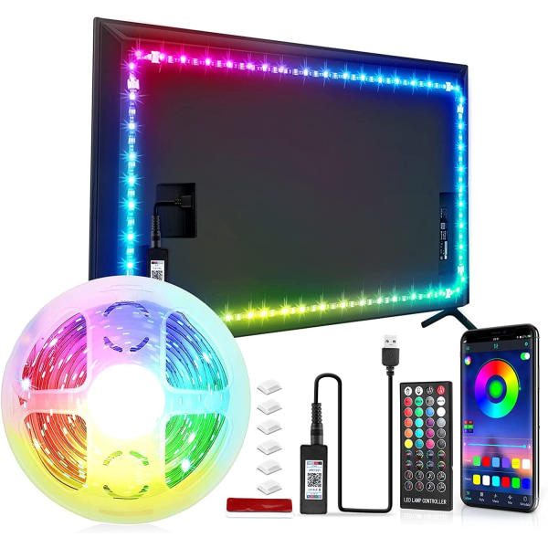 Led-lampor för TV 5M.Tv led-lampor, TV-bakgrundsbelysning, USB LED-remsor med fjärrkontroll, 5050 RGB DIY färgförändrande LED-remsor (5M) 5m
