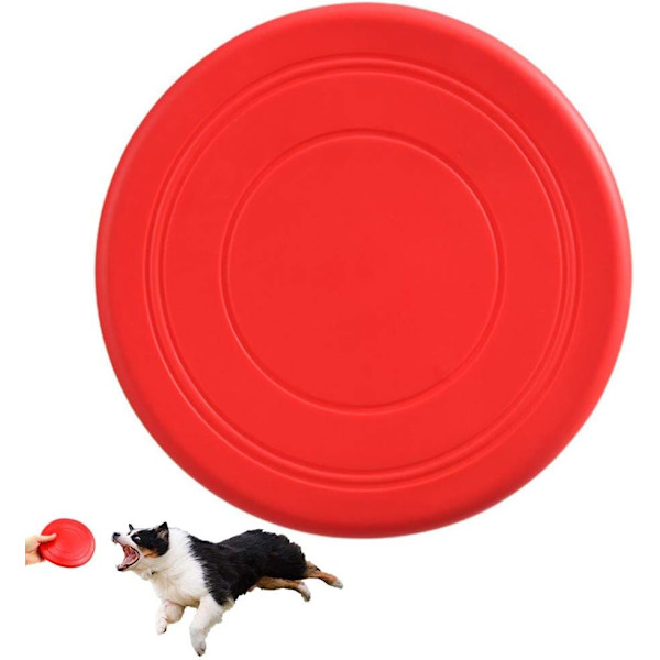 Frisbees för hundar, röda kastleksaker i slitstarkt gummi för de flesta hundar och valpar, 7 tum