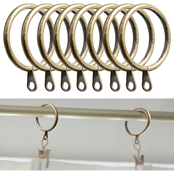 50 stk. Metalgardinringe 38mm Indvendig Diameter Store Gardinstangringe Gardin Glidende Øjeringe til Vinduesstænger Bruseforhæng (Messing)