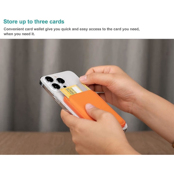 Magnetisk Stativ Magsafe Tegnebog, Magnetisk Tegnebog Kort Holder Med Stativ, Magsafe Læder Tegnebog Justerbar Stativ Orange