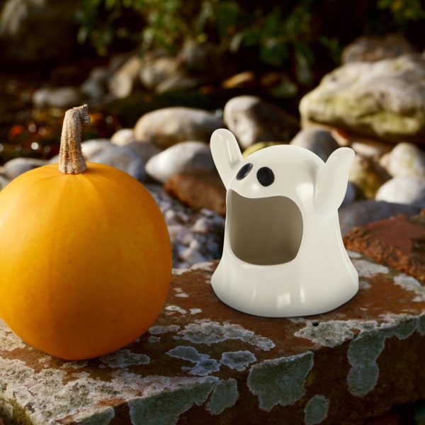 Halloween lysestake Spøkelsesform Votive stearinlysholder Keramiske telysholdere for Halloween Bord Dekorasjoner Hvit