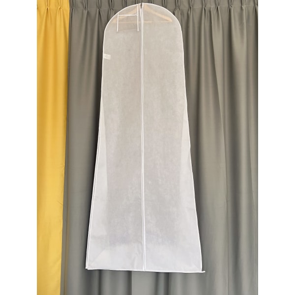 Hvid farve Non-Wowen anti-støv brudekjole Beklædningstaske Skærmbeskyttercover med gennemsigtig lynlåslomme