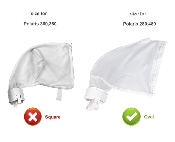 Poolrenserpose, udskiftningslynlåspose i nylon til Polaris 280 og 480 poolrenserdele (2 stk.).