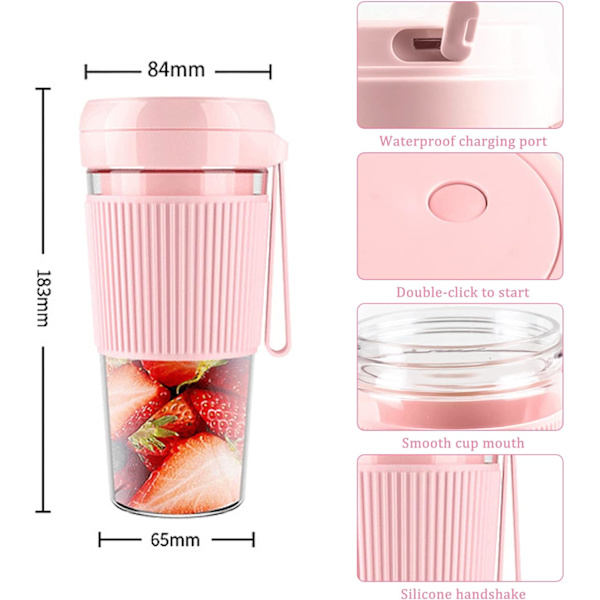 Bärbar mixer, Mini USB-mixer för smoothies och fruktshakes, Uppladdningsbar juicepress