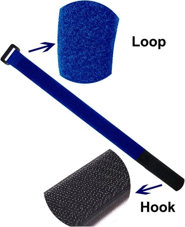 20-pack kabelbindare, 2 × 30 cm återanvändbara kabelbindare, kabelbindare, kardborreband (blå)