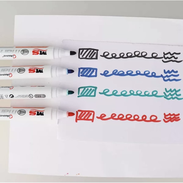 Whiteboard-pennor Markörer 8 kulspets Låg lukt Whiteboard-markörer Blandade färger Svart Blå Röd & Grön Dry Erase Pennor