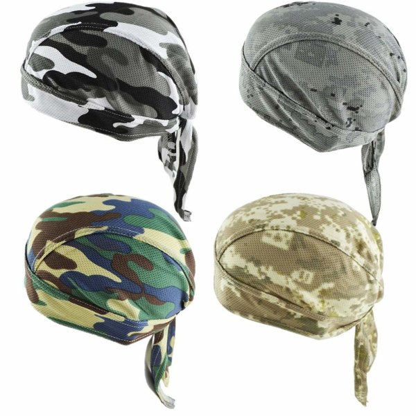 Pieces-4 bandana cap huvudduk med topp, andningsbar cap under hjälmen sommar, huvudbonader för män, skull cap herr sport durag bandana