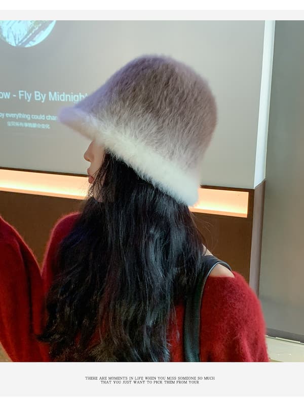 Dame Vinterhat Blød Kunstig Pels Fluffy Fiskerhat Bred Skygge Pelshat Vinter Varm Hat til Piger coffee