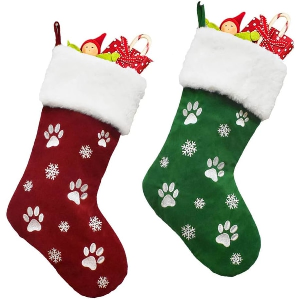 Joulupukinsukka, 2 kappaletta joulupukinsukkia, kissan ja koiran tassun joulukenkä, joulupukinsukka, karkkilahjapussi, joulukuusen koriste