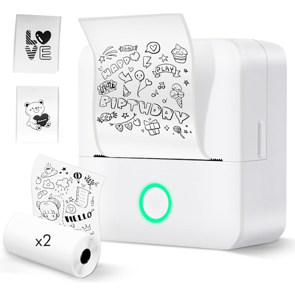Selvklæbende etiketprinter, etiketprinter, termisk etiketprinter, bærbar Bluetooth-etiketprinter til hjemmebrug med Android- og iOS-enheder