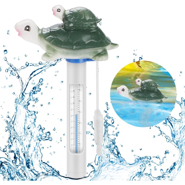 Flytande pooltermometer, simbassängtermometer med rep Tecknad vattentermometer för utomhus-/inomhuspooler, akvarier