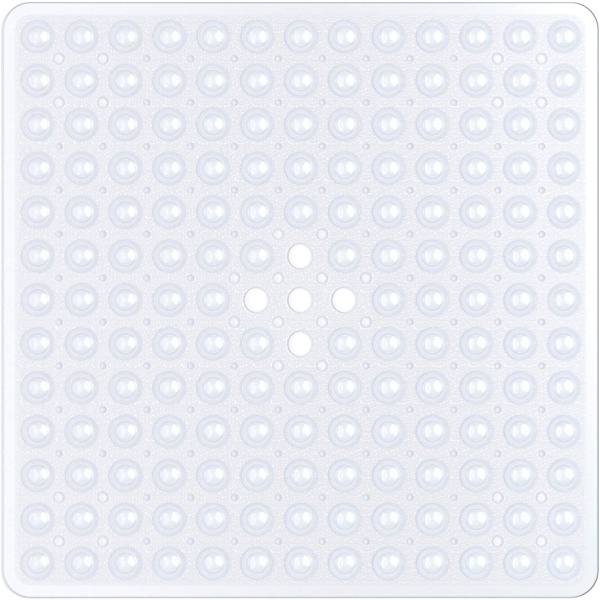 Kvadratisk duschmatta halkfri anti-mögel - 53 x 53 cm för duschkabin, halkfria duschmattor med dräneringshål och sugkoppar, maskintvättbar, transparent Transparent