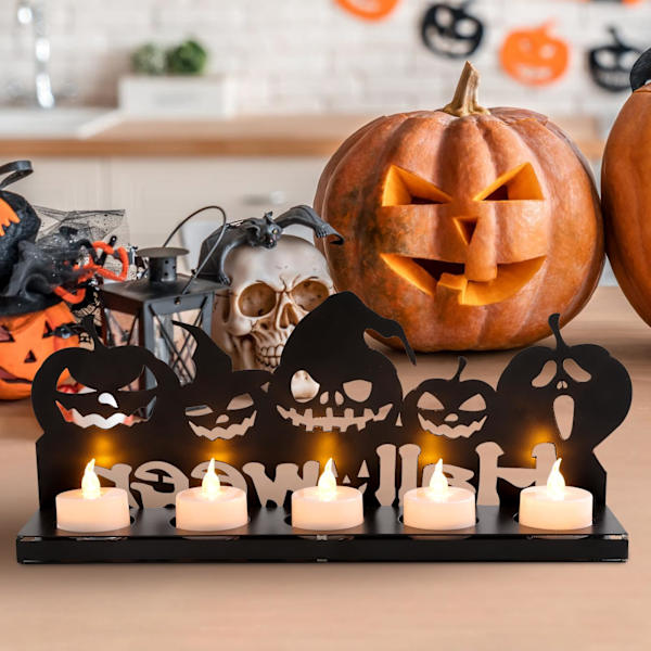 Halloween Morsomme Skygge Lysestaker, Lysestake Hjemmeborddekor for å Holde 5 Lys, Unike Dekorasjoner Gave