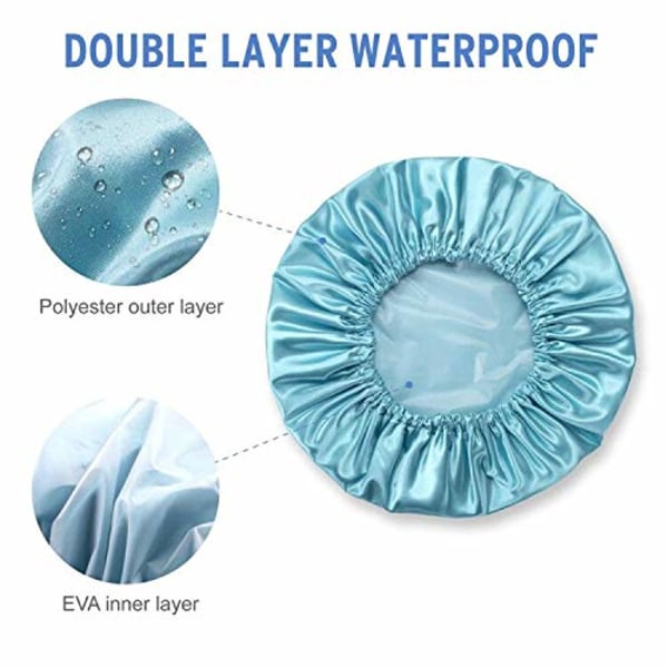 Vanntett dusjhette 2 stk, dobbeltlags dusjhetter 32CM, badehette elastisk gjenbrukbar badehetter for salong, spa, hotell, dusj