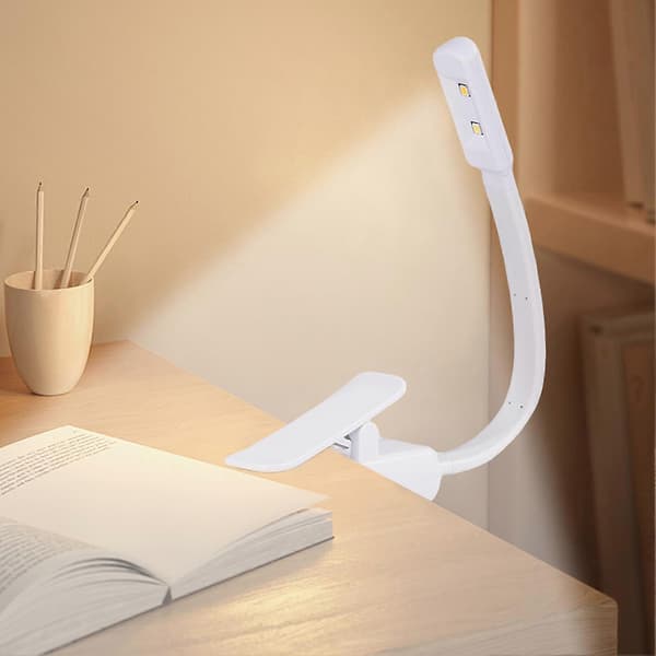 1 stk. oppladbar LED-leselampe med klips