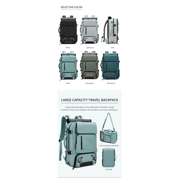 Utomhussportresväska, ryggsäck, handväska, axelväska, integrerad vattentät väska, lämplig för kortvariga utomhusresor för män och kvinnor, Stor green