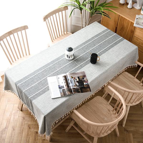 Vaskbar dug med kvast i bomuldslinned-look, lotus-effekt, vandafvisende, skridsikker, dug til restauranter og haver (T3, 140 x 200 cm) T3, 140 x 200 cm