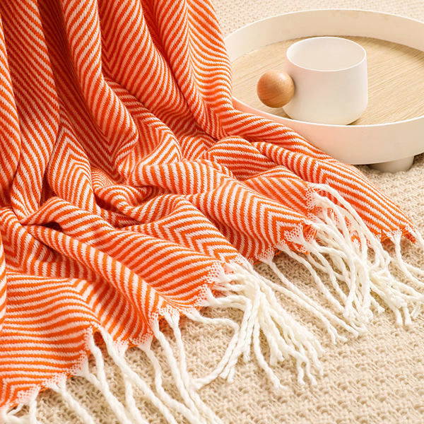 Gosig filt, överkast, soffa, ullfilt, filt, pläd, sofffilt, fluffig sofffilt, merinofilt, fluffig varm filt orange 130*220cm