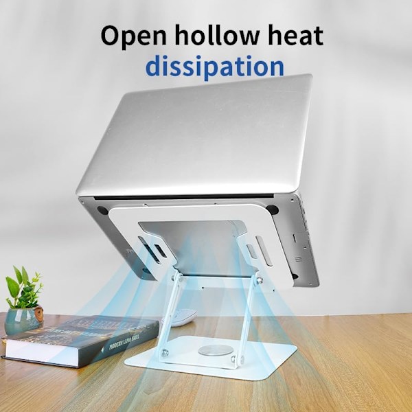 Laptopstativ med 360° roterande bas, justerbart ergonomiskt stativ (vitt) White
