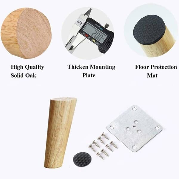 Set med 4 trämöbelben 8 cm valnötsfinish ODIPIE