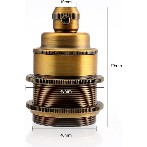 1 stk. Edison-fatning E27 Retro Vintage-stil Antik Kobber Lysekrone-lampe Adapter Ledningsfri, Antik Messing