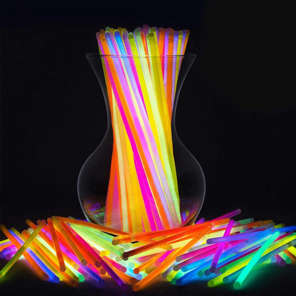 100 st Glow Sticks och kopplingar Neon Colors Kit för armband, ringar Halsband Halloween Rave Fancy Dress Party Flerfärgad