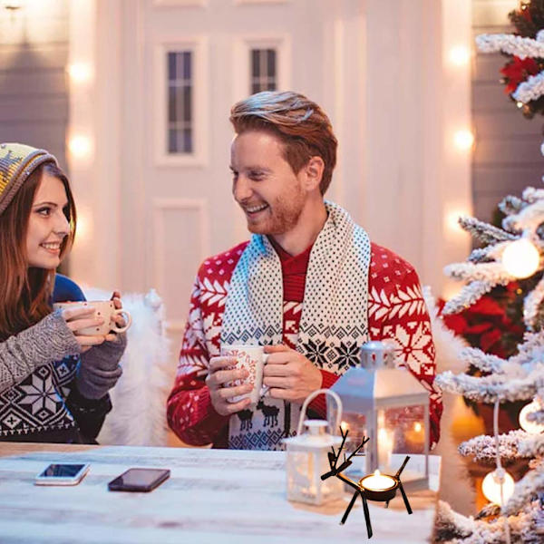 Julelysestaker i metall, telysestaker med reinsdyr, reinsdyrformet julelysestaker for vinterferie hjemme