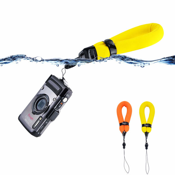 Kamera kelluva rannehihna Olympus TG-6 TG-5 TG-4,Canon D30 D20, Nikon W300 W150 W100, Gopro HERO 11 10 9 8 & matkapuhelin (oranssi ja keltainen) Yellow,Orange