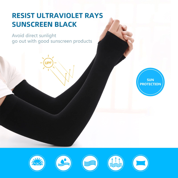 Arm Sleeves Non-Slip, 2 par UV-skydd Kylarm Sleeves 2 färger Arm Sleeves Kvinnor Män Sommar Sol Solskydd Sleeves Tatueringsskydd