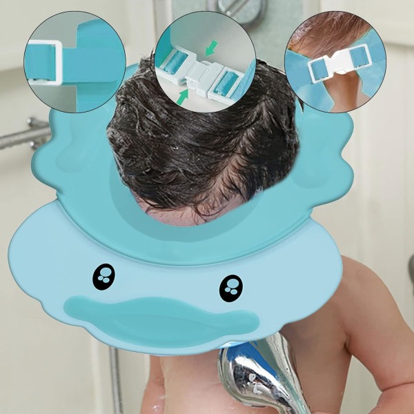 Lasten cap , Shampoo Shield Kids Shower Cap Shield, Girl Shower Visor Cap ja Visiiri silmille ja korville (sininen)