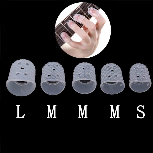 5 st Anti-Halk Fingeröverdrag Gitarr Fingertoppsskydd Överdrag Gitarr Skydd Spela Fingerhandskar för Ukulele Elektrisk Akustisk Gitarr Stränginstrument