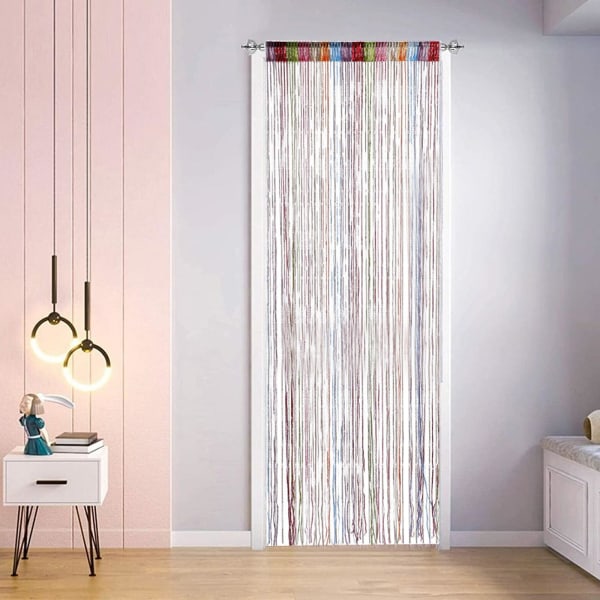 Perleforheng til døråpning, 100x200cm Perleforheng Krystallperler Gardin Glitter Perleforheng Døråpning Soverom Personvern Dekor (Regnbue) rainbow