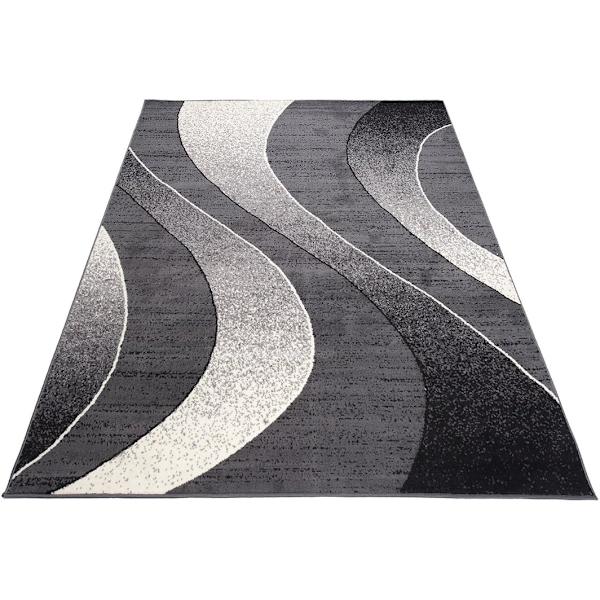 Mattan Vardagsrum Sovrum Modern Kort Lugg  Vågor Hållbar Matta Storlek - 80 x 120 cm (svart) Black white