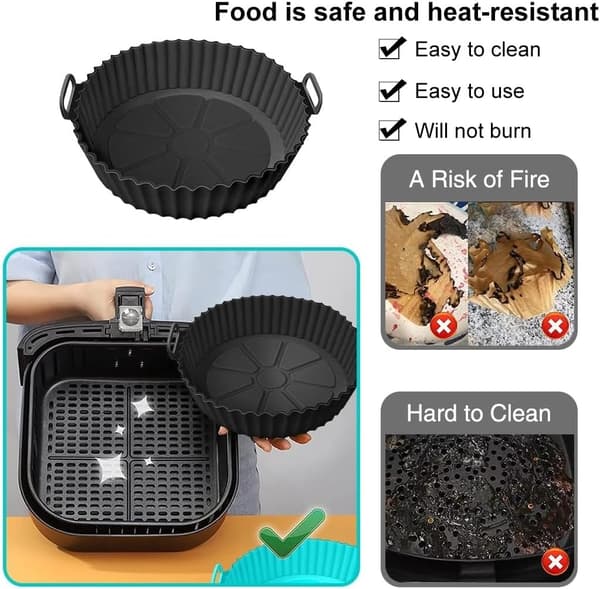 2 stk. silikoneforme til airfryer, airfryer-tilbehør, genanvendelige i stedet for bagepapir (kapacitet op til 8 liter)